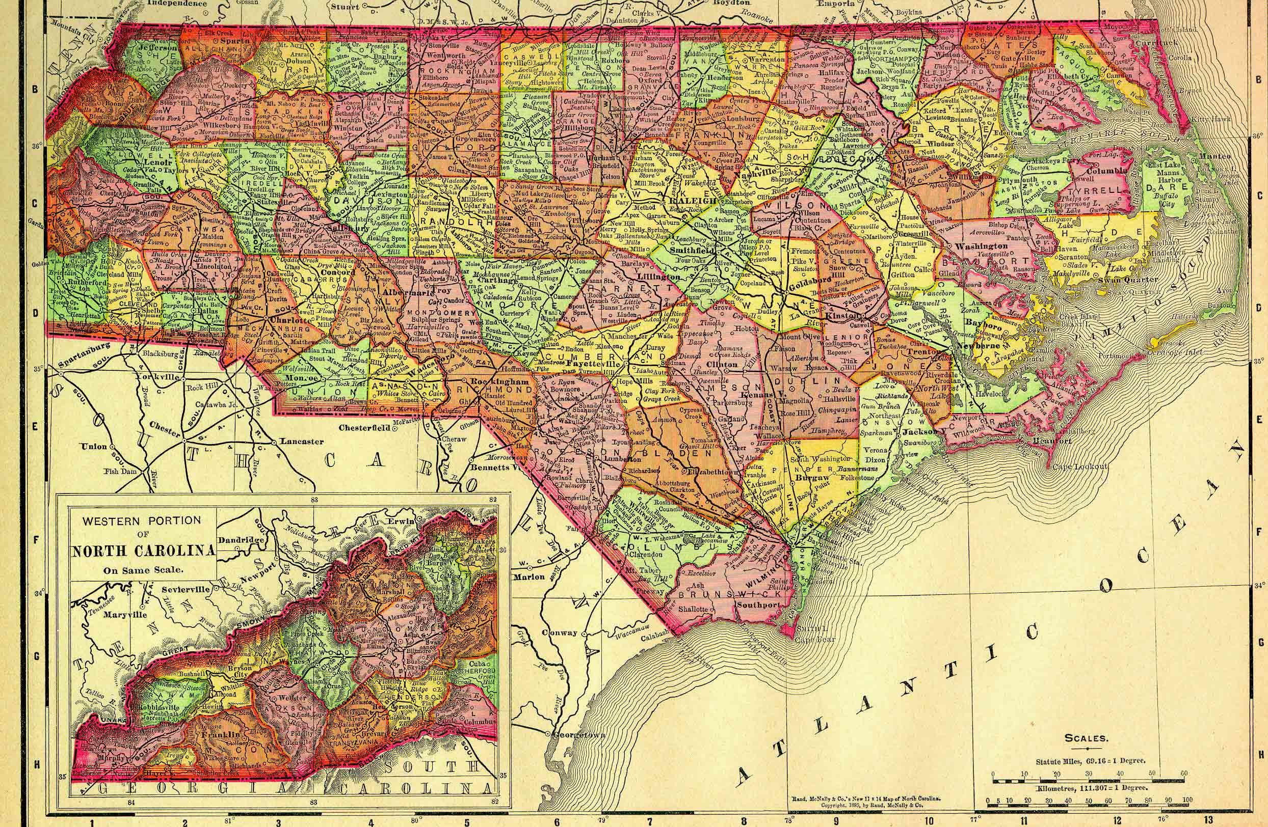 1895 Map of North Carolina